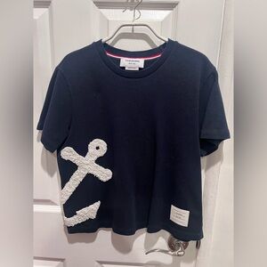 Thom Browne Navy Tee with Anchor Design